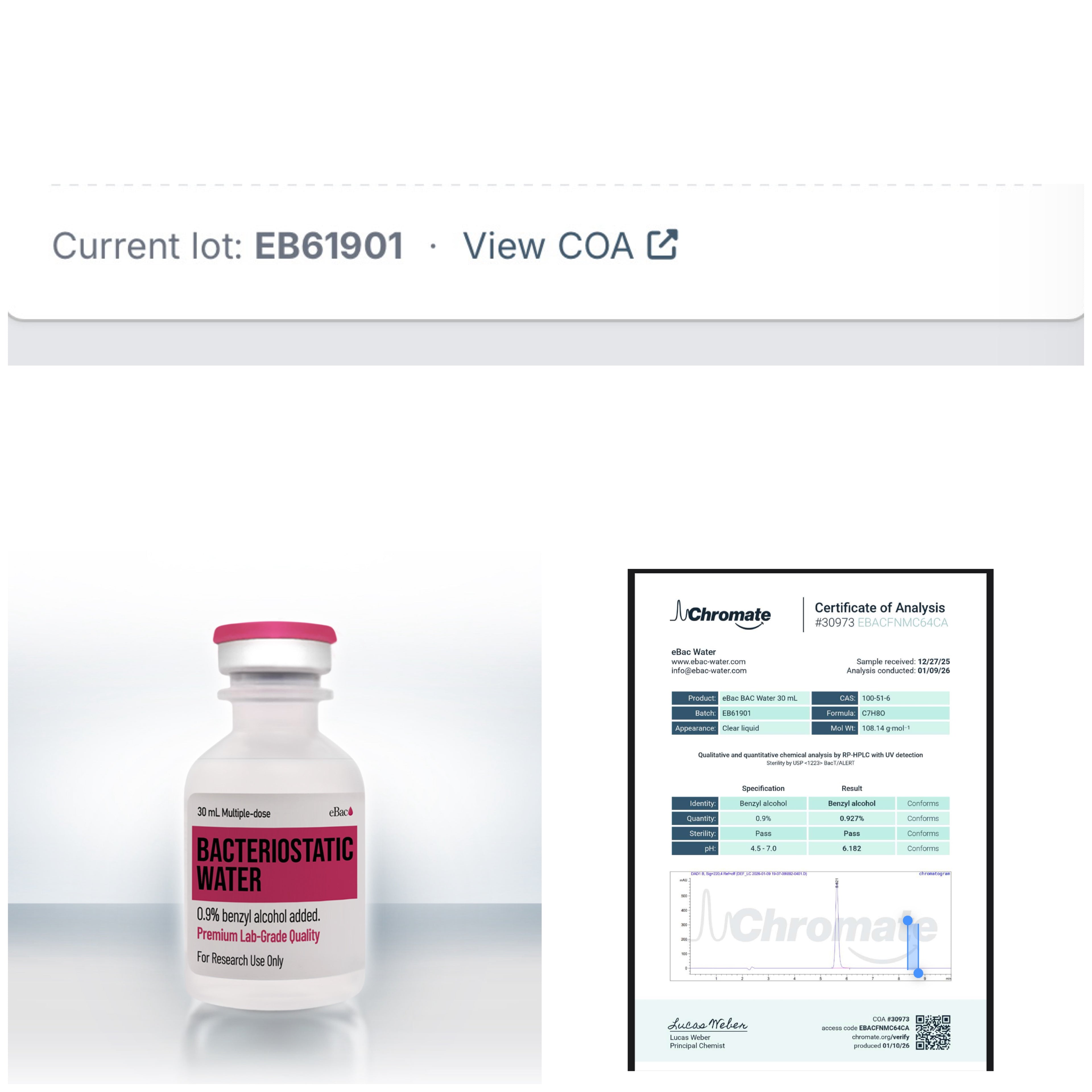 Bacteriostatic Water 30ml